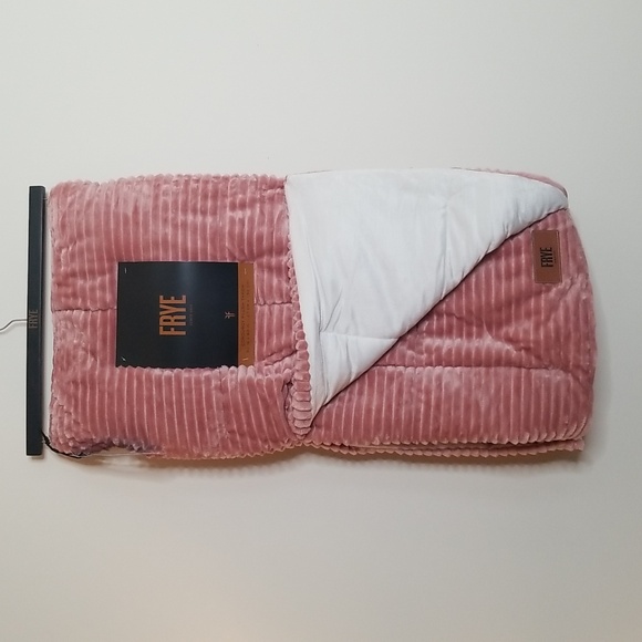 Frye Other - Frye Corduroy Plush Throw Rose Gold Pink and White New